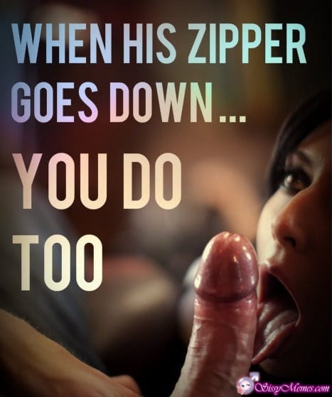 Porn Femboy Daddy Blowjob sissy caption: WHEN HIS ZIPPER GOES DOWN… YOU DO TOO Experienced Sissy Sucks Dick