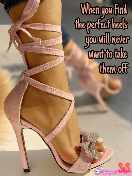 Feminization Femboy sissy caption: A When you find the perfect heels you will never Want to take them off Perfect Heels on a Beautiful Leg