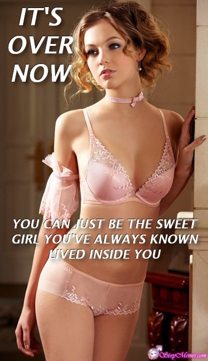 Training Hypno Feminization hotwife caption: IT’S OVER NOW YOU CAN JUST BE THE SWEET GIRL YOU’VE ALWAYS KNOWN LIVED INSIDE YOU Romantic Femboy in a Pink Bra