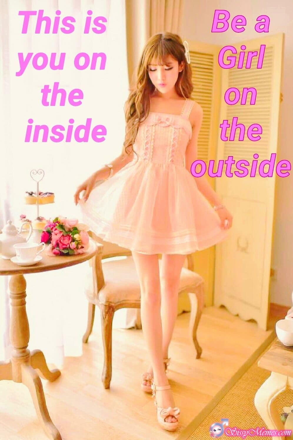 Feminization Femboy Asian sissy caption: This is you on the inside. Be a Girl on the outside Asian Cd in a Beautiful Girly Dress
