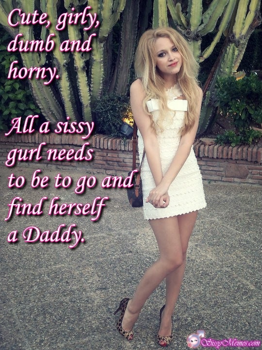 Trap Teen Feminization Femboy sissy caption: Cute, girly, dumb and horny. All a sissy gurl needs to be to go and find herself Daddy. Blonde Betaboy in Leopard Heels