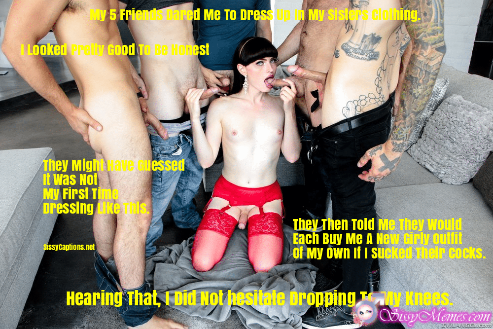 Trap Training Porn Femboy Daddy Blowjob hotwife caption: My 5 Friends Dared Me To Dress um in My sister’s clothing. I Looked Pretty Good, To be honest They Might Hate Guessed It was Not My First Time Dressing Like this. They Then Told Me They would Each Buy...