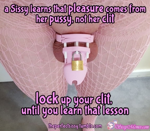 Feminization Femboy Chastity hotwife caption: a Sissy learns that pleasure comes from her pussy, not her clit W WOLFOO lock up your clit. until you learn that lesson Pink Cage for Dick on Cd