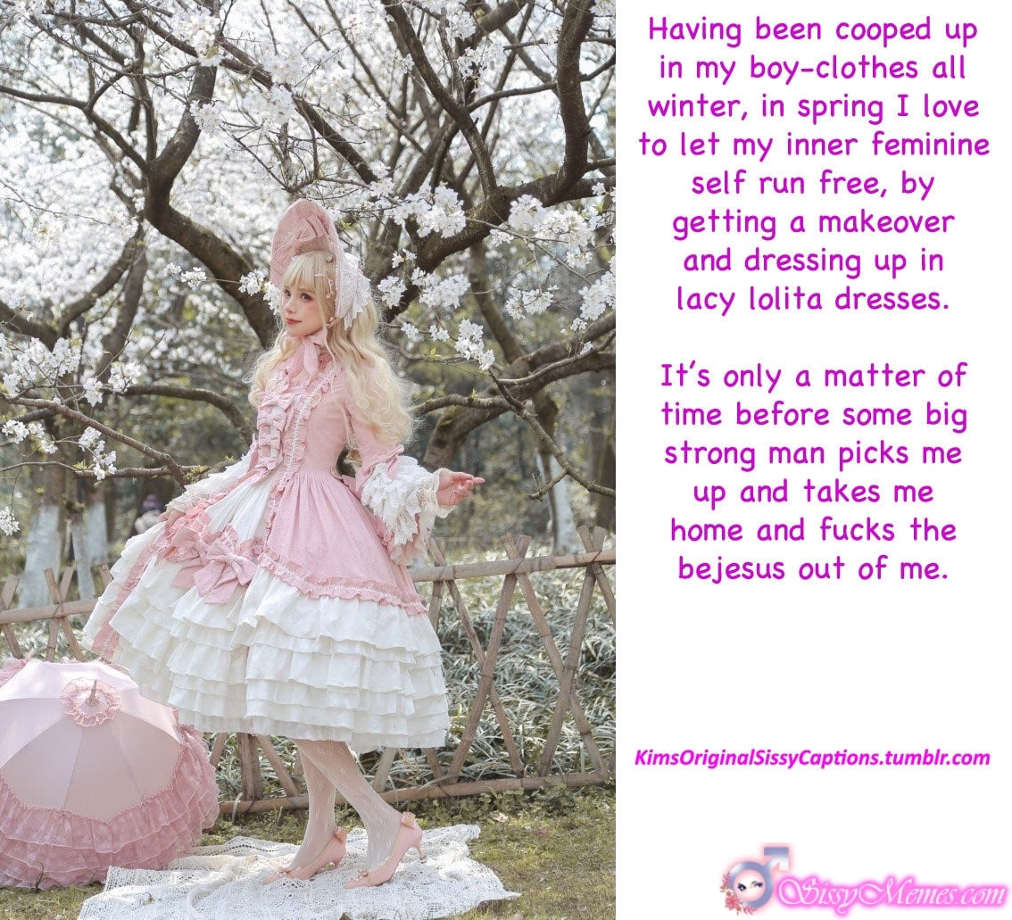Trap Teen Feminization Femboy sissy caption: Having been cooped up in my boy clothes all winter, in spring I love to let my inner feminine self run free, by getting a makeover and dressing up in lacy lolita dresses. It’s only a matter of time before...